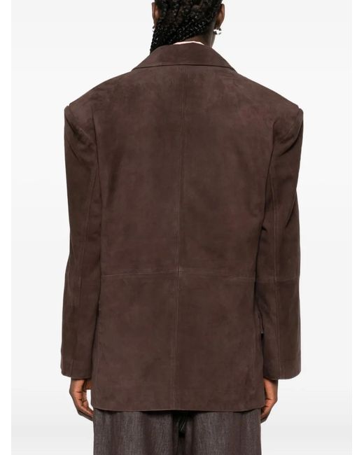 Remain Brown Suede Single-Breasted Blazer