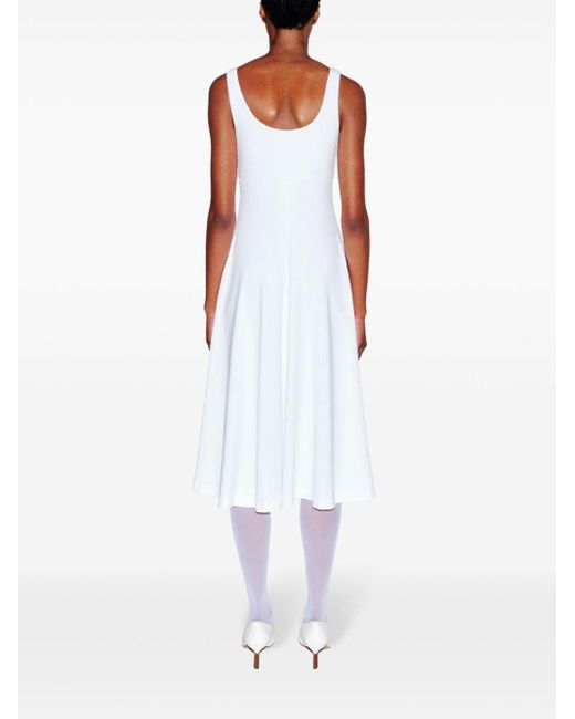 Rosetta Getty White Ausgestelltes Kleid mit U-Ausschnitt