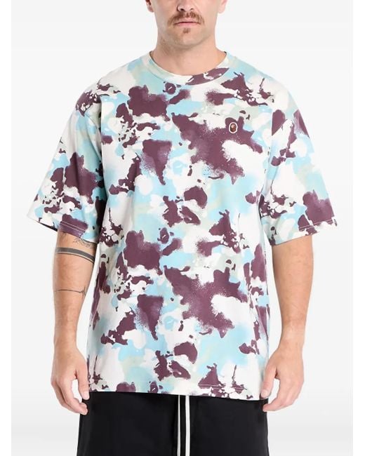 A Bathing Ape White Logo-Ptch T-Shirt