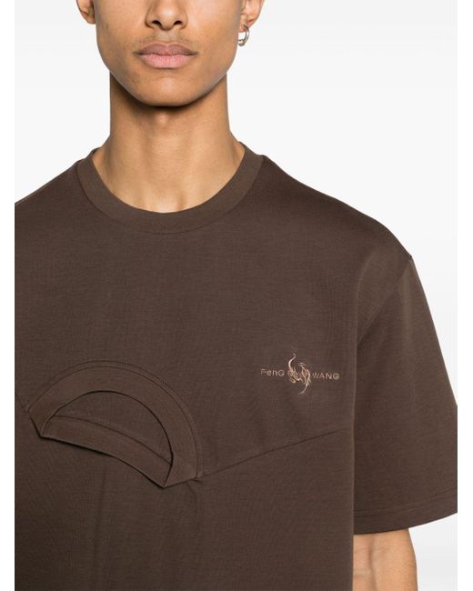 T-shirt asymétrique à design superposé Feng Chen Wang pour homme en coloris Brown