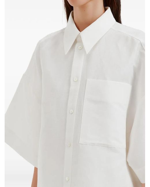 Enfold White Chest-Pocket Oversized Shirt
