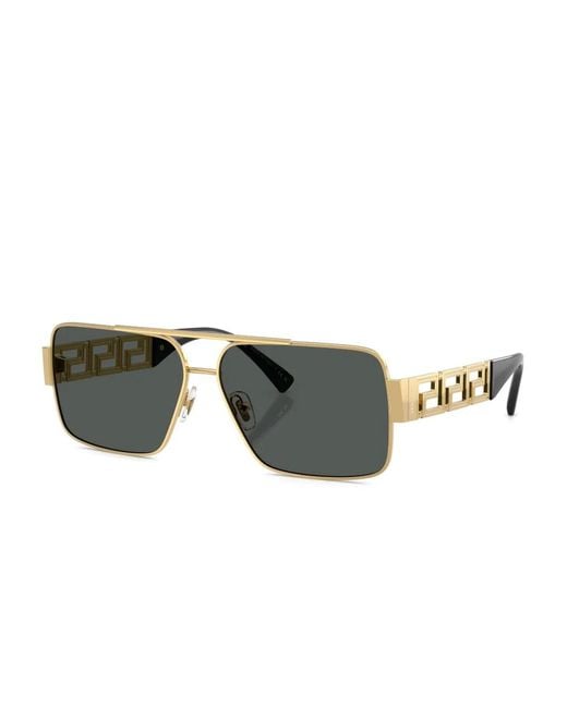 Versace Gray Greca Navigator Sunglasses for men