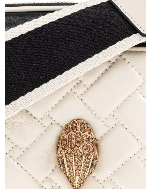 Bolso de hombro acolchado con doble cremallera Kurt Geiger de color Natural