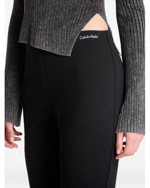 Calvin Klein Black Pantalon De Tailleur Évasé À Logo Imprimé
