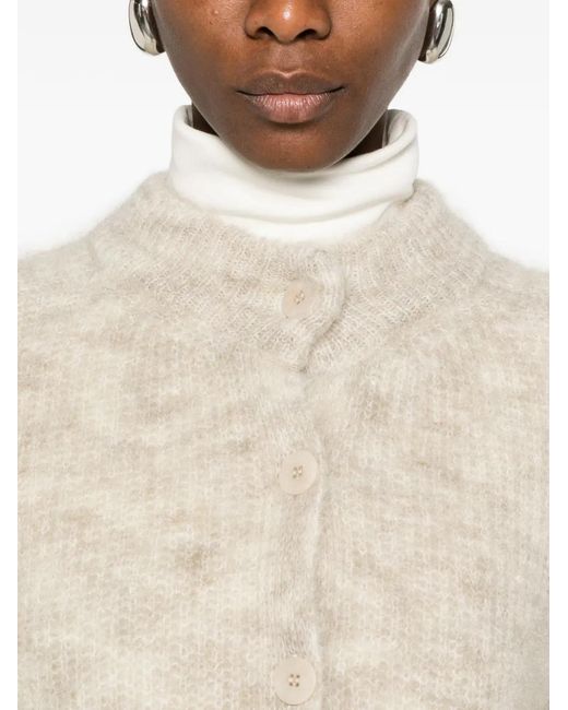 MAISON 123 White Becky Button Cardigan