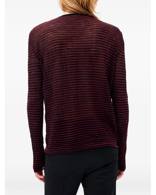 Ann Demeulemeester Purple Haut Rayé À Manches Longues En Laine for men