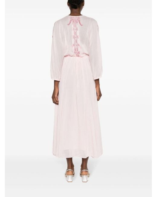 Forte Forte Maxi-jurk Met Borduurwerk in het Pink