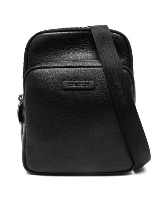 Piquadro Black Logo-Patch Cross Body Bag for men