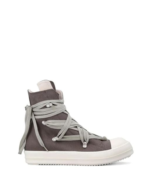 Rick Owens White Lace-Up High-Top Sneakers for men