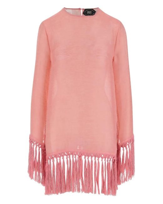 ‎Taller Marmo Claudia Fringed Mini Dress Pink