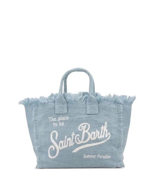 Mc2 Saint Barth Blue Vanity Frayed-Edge Tote Bag