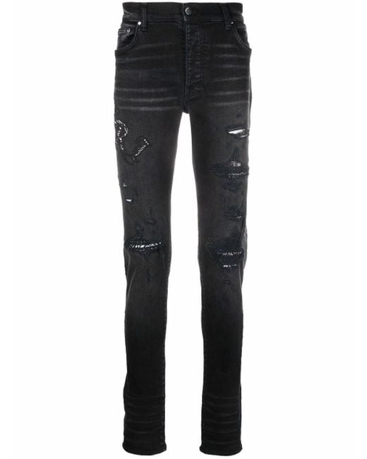 Amiri Denim Embroidered-logo Skinny Jeans in Black for Men | Lyst Canada