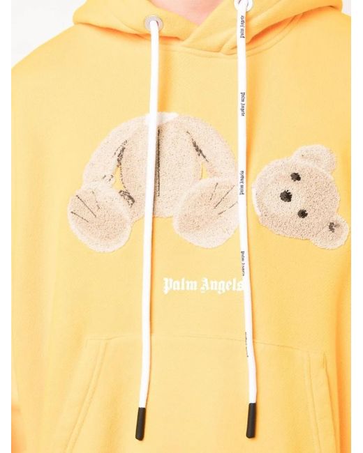 Palm Angels Yellow Bear Print Hoodie for men