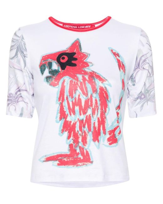 Chopova Lowena Red Grumpy Dragon-print T-shirt