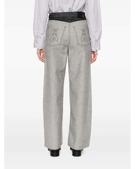Patrizia Pepe Gray Bi-Colour Wide-Leg Jeans