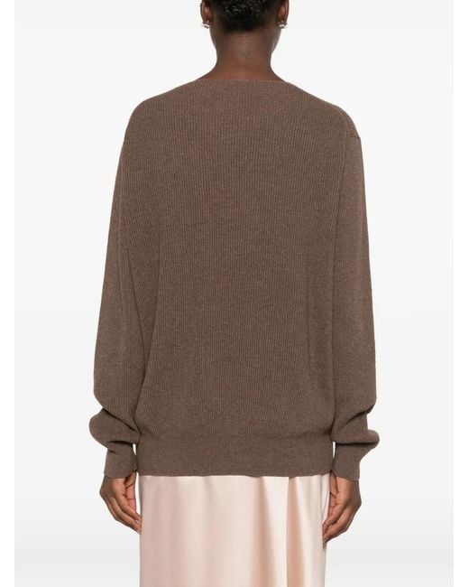 The Row Brown V-Neck Rib Knit