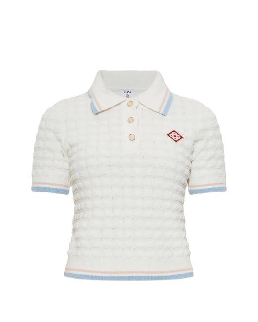 Casablanca White Frotte-Knit Polo Shirt