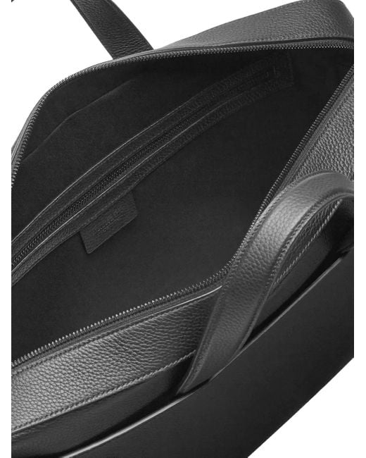 Ferragamo Black Gancini-Buckle Leather Laptop Bag for men