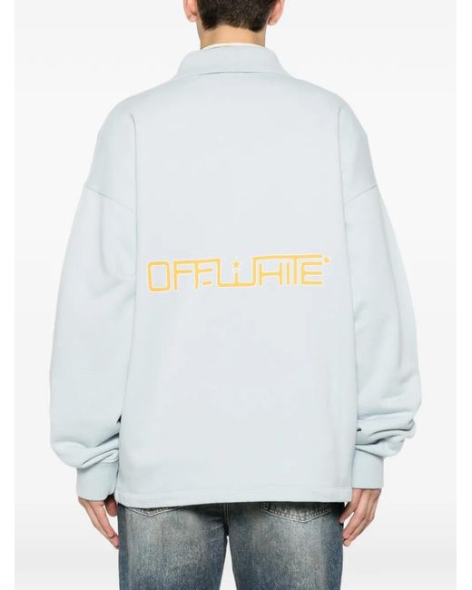 Off-White c/o Virgil Abloh Blue Logo-Patch Half-Zip Sweater for men