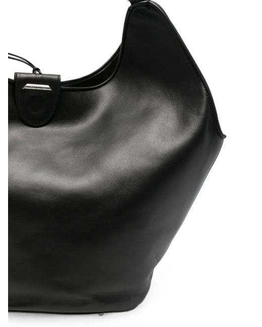 Dondup Black Ring-Handle Leather Shoulder Bag