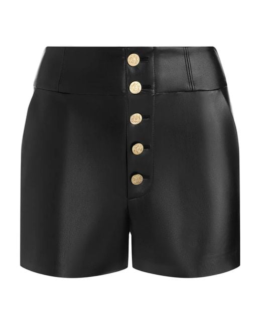 Alice + Olivia Black Baylor Faux Leather Shorts