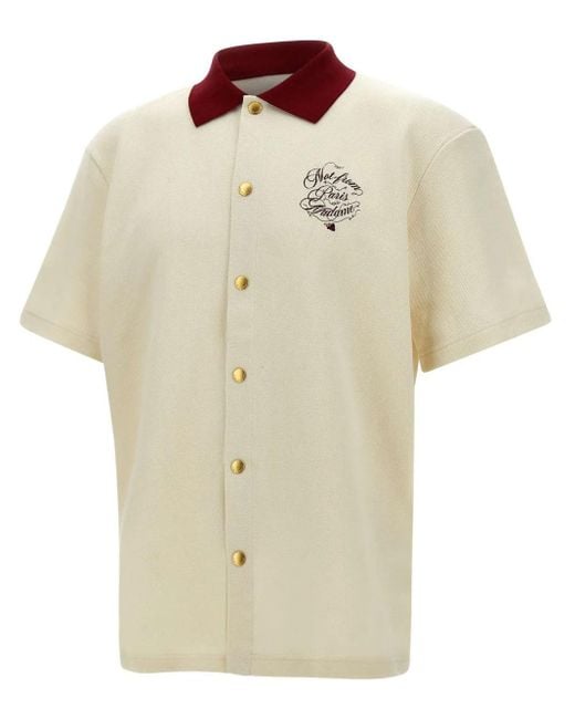 Camicia A Maniche Corte Con Ricamo di Drole de Monsieur in White da Uomo