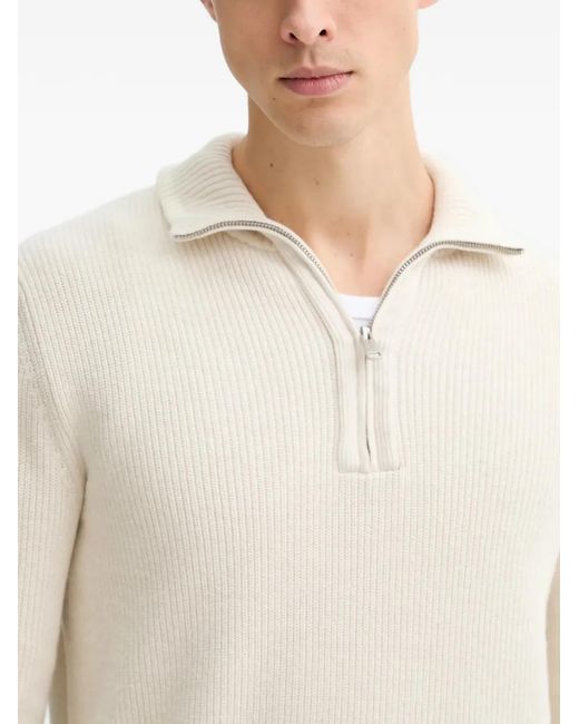 Marc O' Polo White Zip Collared Knitwear for men