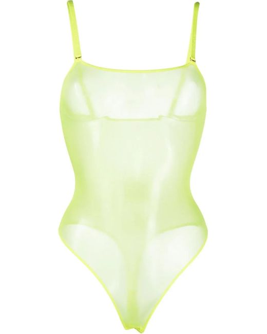 Maison Close Corps À Corps Neon Body Met String-Design in het Yellow