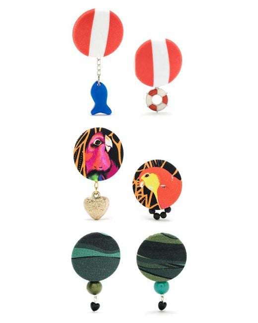 Amir Slama Multicolor 3 Pair Earring Set