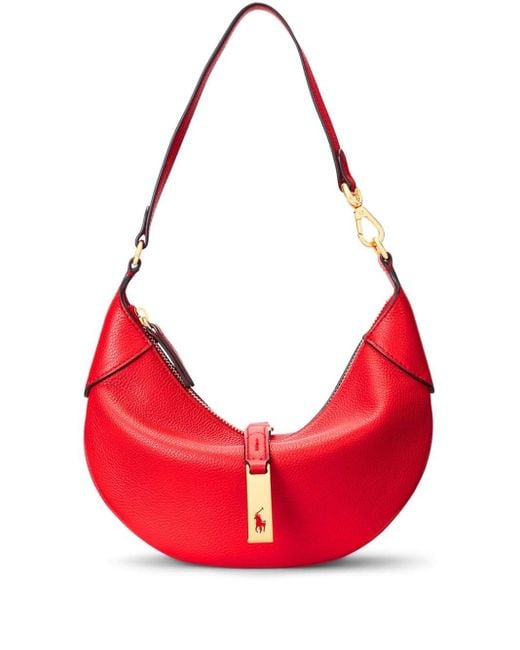 Polo Ralph Lauren Red Small Logo-charm Leather Shoulder Bag