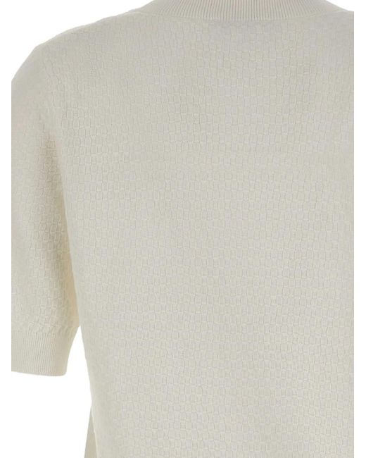 Kangra White T-Shirt À Design Tressé