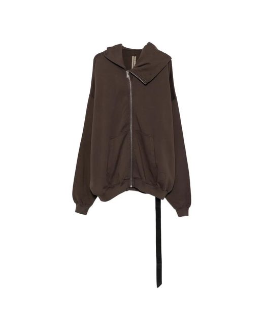 Rick Owens Brown Mountain Asymmetric Zip-Up Hoodie for men