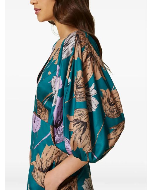 Abito Midi Con Maniche A Palloncino di Twinset in Blue