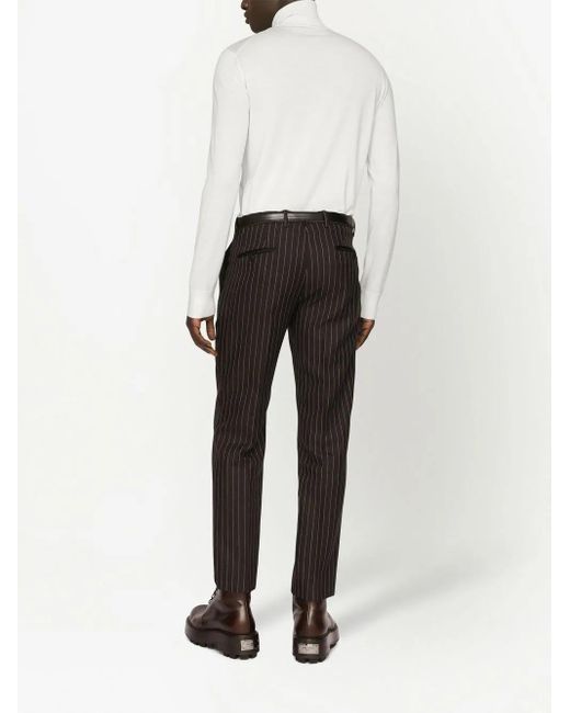 Dolce & Gabbana White Roll-Neck Cashmere-Silk Sweater for men