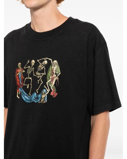 Melt Black Skeleton-Print T-Shirt for men