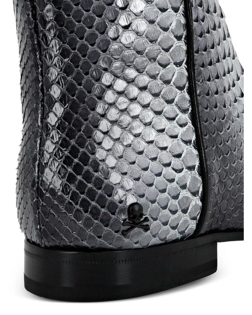 Philipp Plein Gray Python-Leather Ankle Boots for men