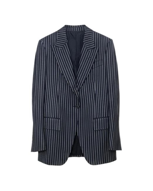 Tom Ford Blue Striped Wool Blazer for men