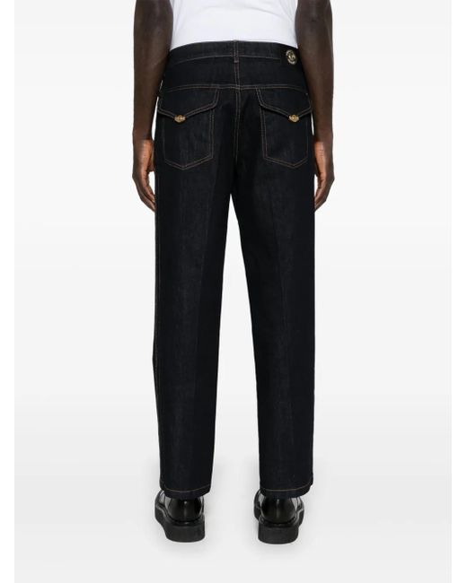 Versace Jeans Couture Black Mid-Rise Tapered Jeans for men