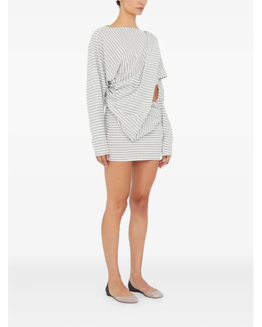 Christopher Esber Gray Alba Draped Striped Mini Dress
