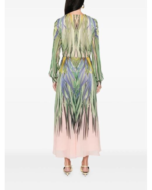 Elie Saab Green Kleid mit V-Ausschnitt