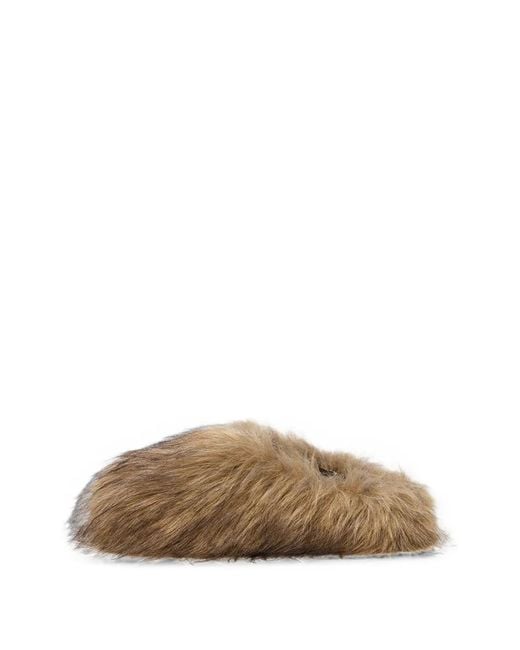A.W.A.K.E. MODE Brown Fur-Texture Mules