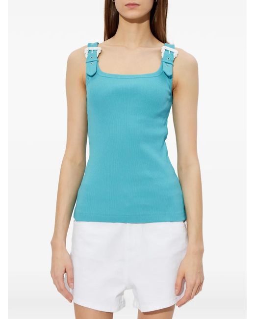 Versace Jeans Couture Blue Baroque-Buckle Tank Top