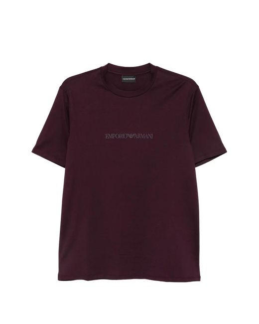 Emporio Armani Purple Logo-Print T-Shirt for men