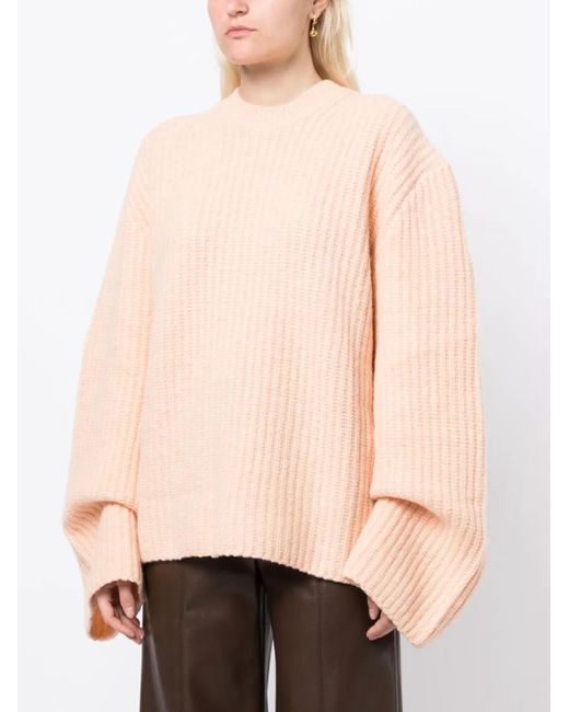 Nanushka Pink Extra-Long-Sleeve Knitted Jumper
