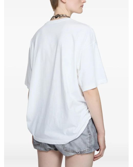 Acne White Cotton-Blend T-Shirt