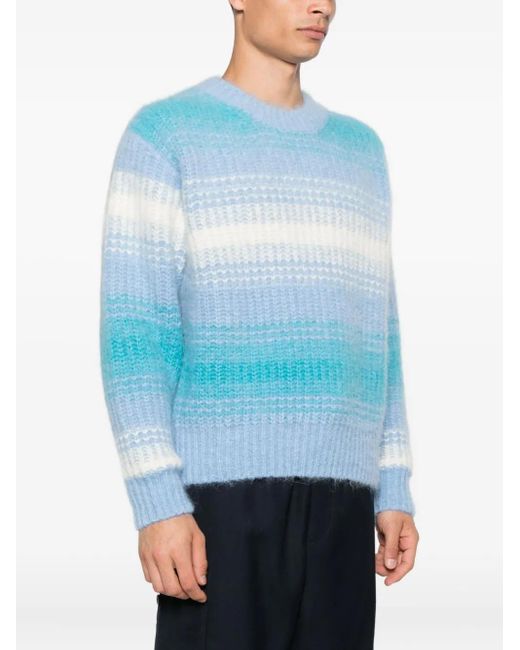 KENZO Blue Striped Crew-Neck Jumper for men