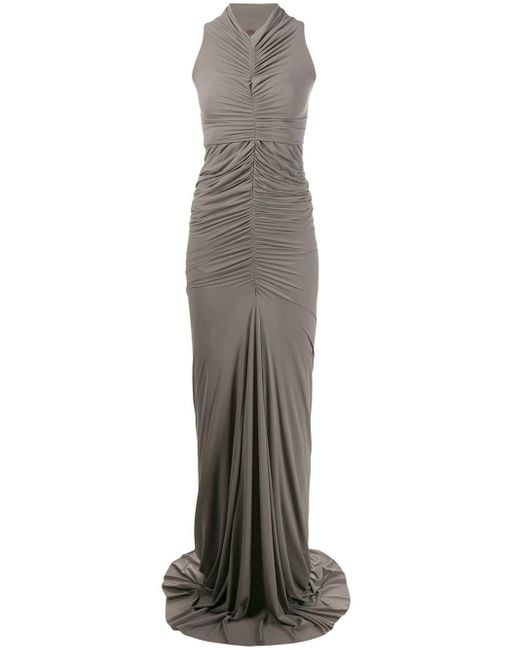 Rick Owens Lilies Gray Ruched Fishtail Evening Gown