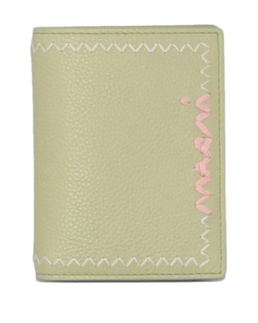 Marni Green Embroidered Leather Bifold Wallet