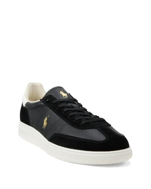 Polo Ralph Lauren Black Bedford Leather Suede Sneakers for men