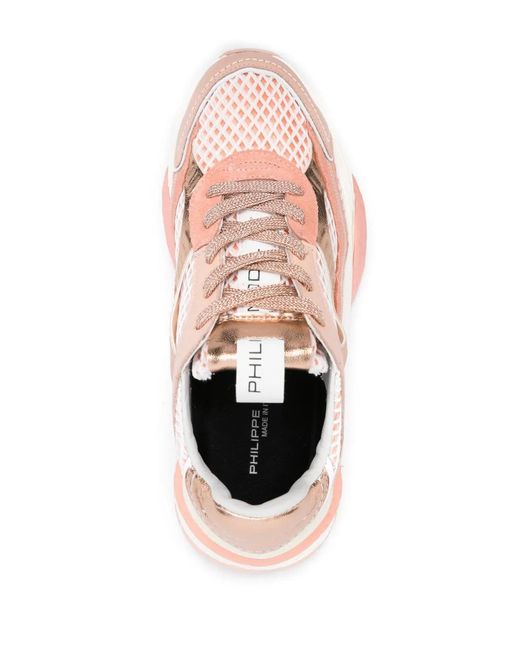 Philippe Model Pink Panelled-Design Sneakers